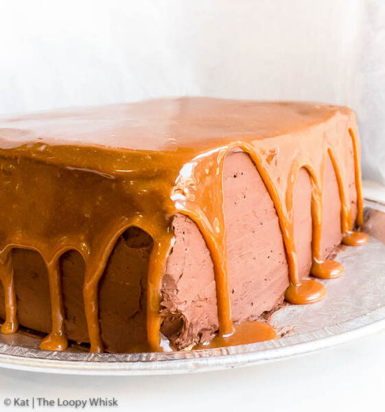 Chocolate Peanut Butter Cake, with Salted, Caramel Sauce